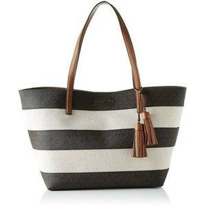 MICHAEL KORS Large Brown Striped Beach Tote Bag